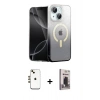 MARSİLYAN™- iPhone 14 Kılıf Eksen Minimal Özel Seri - Siyah Bilvis Hayalet Cam Ekran Koruyucu + Shine Kamera Lens - GD