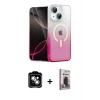MARSİLYAN™- iPhone 14 Kılıf Eksen Minimal Özel Seri - Siyah Bilvis Hayalet Cam Ekran Koruyucu + Gümüş PVD Metal Kamera Lens