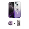 MARSİLYAN™- iPhone 14 Kılıf Eksen Minimal Özel Seri - Siyah Bilvis Hayalet Cam Ekran Koruyucu + Raze Metal Kamera Lens - GS
