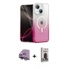 MARSİLYAN™- iPhone 14 Kılıf Eksen Minimal Özel Seri - Siyah Bilvis Hayalet Cam Ekran Koruyucu + Raze Metal Kamera Lens - GS