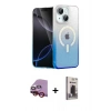 MARSİLYAN™- iPhone 14 Kılıf Eksen Minimal Özel Seri - Siyah Bilvis Hayalet Cam Ekran Koruyucu + Kırmızı Raze Metal Kamera Lens