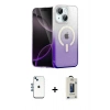 MARSİLYAN™- iPhone 14 Kılıf Eksen Minimal Özel Seri - Siyah Bilvis Hayalet Cam Ekran Koruyucu + Mavi Shine Kamera Lens