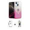 MARSİLYAN™- iPhone 14 Kılıf Eksen Minimal Özel Seri - Siyah Bilvis Hayalet Cam Ekran Koruyucu + Mavi Shine Kamera Lens