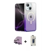 MARSİLYAN™- iPhone 14 Kılıf Eksen Minimal Özel Seri - Siyah Bilvis Hayalet Cam Ekran Koruyucu + Raze Metal Kamera Lens - MR