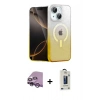 MARSİLYAN™- iPhone 14 Kılıf Eksen Minimal Özel Seri - Siyah Bilvis Hayalet Cam Ekran Koruyucu + Raze Metal Kamera Lens - MR