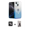 MARSİLYAN™- iPhone 14 Kılıf Eksen Minimal Özel Seri - Siyah Bilvis Hayalet Cam Ekran Koruyucu + PVD Metal Kamera Lens - PE