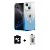MARSİLYAN™- iPhone 14 Kılıf Eksen Minimal Özel Seri - Siyah Bilvis Hayalet Cam Ekran Koruyucu + PVD Metal Kamera Lens - TU