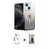 MARSİLYAN™- iPhone 14 Kılıf Eksen Minimal Özel Seri - Siyah Bilvis Hayalet Cam Ekran Koruyucu + Shine Kamera Lens - MI