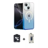MARSİLYAN™- iPhone 14 Kılıf Eksen Minimal Özel Seri - Siyah Bilvis Hayalet Cam Ekran Koruyucu + PVD Metal Kamera Lens - SH