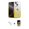MARSİLYAN™- iPhone 14 Kılıf Eksen Minimal Özel Seri - Siyah Buffer Cam Ekran Koruyucu + Diamond Kamera Lens - PE
