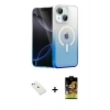 MARSİLYAN™- iPhone 14 Kılıf Eksen Minimal Özel Seri - Siyah Buffer Cam Ekran Koruyucu + Diamond Kamera Lens - PE