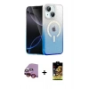 MARSİLYAN™- iPhone 14 Kılıf Eksen Minimal Özel Seri - Siyah Buffer Cam Ekran Koruyucu + Kırmızı Raze Metal Kamera Lens