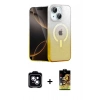 MARSİLYAN™- iPhone 14 Kılıf Eksen Minimal Özel Seri - Siyah Buffer Cam Ekran Koruyucu + PVD Metal Kamera Lens - MI