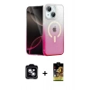 MARSİLYAN™- iPhone 14 Kılıf Eksen Minimal Özel Seri - Siyah Buffer Cam Ekran Koruyucu + PVD Metal Kamera Lens - MI