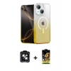 MARSİLYAN™- iPhone 14 Kılıf Eksen Minimal Özel Seri - Siyah Buffer Cam Ekran Koruyucu + PVD Metal Kamera Lens - YL