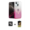 MARSİLYAN™- iPhone 14 Kılıf Eksen Minimal Özel Seri - Siyah Buffer Cam Ekran Koruyucu + PVD Metal Kamera Lens - PE