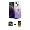 MARSİLYAN™- iPhone 14 Kılıf Eksen Minimal Özel Seri - Siyah Buffer Cam Ekran Koruyucu + PVD Metal Kamera Lens - PE