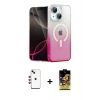 MARSİLYAN™- iPhone 14 Kılıf Eksen Minimal Özel Seri - Siyah Buffer Cam Ekran Koruyucu + Shine Kamera Lens - KI