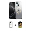 MARSİLYAN™- iPhone 14 Kılıf Eksen Minimal Özel Seri - Siyah Buffer Cam Ekran Koruyucu + Shine Kamera Lens - SH