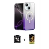 MARSİLYAN™- iPhone 14 Kılıf Eksen Minimal Özel Seri - Siyah Buffer Cam Ekran Koruyucu + Turuncu PVD Metal Kamera Lens