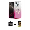 MARSİLYAN™- iPhone 14 Kılıf Eksen Minimal Özel Seri - Siyah Buffer Cam Ekran Koruyucu + Turuncu PVD Metal Kamera Lens