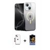 MARSİLYAN™- iPhone 14 Kılıf Eksen Minimal Özel Seri - Siyah Buffer Hayalet Cam Ekran Koruyucu + Shine Kamera Lens - KI