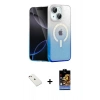 MARSİLYAN™- iPhone 14 Kılıf Eksen Minimal Özel Seri - Siyah Buffer Hayalet Cam Ekran Koruyucu + Pembe Diamond Kamera Lens