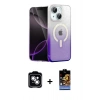 MARSİLYAN™- iPhone 14 Kılıf Eksen Minimal Özel Seri - Siyah Buffer Hayalet Cam Ekran Koruyucu + PVD Metal Kamera Lens - GS