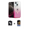 MARSİLYAN™- iPhone 14 Kılıf Eksen Minimal Özel Seri - Siyah Buffer Hayalet Cam Ekran Koruyucu + PVD Metal Kamera Lens - GS