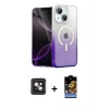 MARSİLYAN™- iPhone 14 Kılıf Eksen Minimal Özel Seri - Siyah Buffer Hayalet Cam Ekran Koruyucu + PVD Metal Kamera Lens - PE