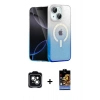 MARSİLYAN™- iPhone 14 Kılıf Eksen Minimal Özel Seri - Siyah Buffer Hayalet Cam Ekran Koruyucu + PVD Metal Kamera Lens - YL