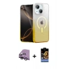 MARSİLYAN™- iPhone 14 Kılıf Eksen Minimal Özel Seri - Siyah Buffer Hayalet Cam Ekran Koruyucu + Raze Metal Kamera Lens - GS