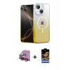 MARSİLYAN™- iPhone 14 Kılıf Eksen Minimal Özel Seri - Siyah Buffer Hayalet Cam Ekran Koruyucu + Raze Metal Kamera Lens - KI