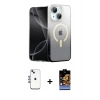MARSİLYAN™- iPhone 14 Kılıf Eksen Minimal Özel Seri - Siyah Buffer Hayalet Cam Ekran Koruyucu + Shine Kamera Lens - MI