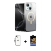 MARSİLYAN™- iPhone 14 Kılıf Eksen Minimal Özel Seri - Siyah Buffer Hayalet Cam Ekran Koruyucu + Shine Kamera Lens - GI