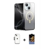 MARSİLYAN™- iPhone 14 Kılıf Eksen Minimal Özel Seri - Siyah Buffer Hayalet Cam Ekran Koruyucu + Shine Kamera Lens - SH