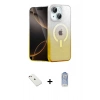 MARSİLYAN™- iPhone 14 Kılıf Eksen Minimal Özel Seri - Siyah Joko Magic 5D Cam + Diamond Kamera Lens - PE