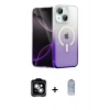 MARSİLYAN™- iPhone 14 Kılıf Eksen Minimal Özel Seri - Siyah Joko Magic 5D Cam + PVD Metal Kamera Lens - GS