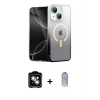 MARSİLYAN™- iPhone 14 Kılıf Eksen Minimal Özel Seri - Siyah Joko Magic 5D Cam + PVD Metal Kamera Lens - GS