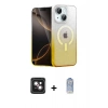MARSİLYAN™- iPhone 14 Kılıf Eksen Minimal Özel Seri - Siyah Joko Magic 5D Cam + PVD Metal Kamera Lens - PE