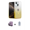 MARSİLYAN™- iPhone 14 Kılıf Eksen Minimal Özel Seri - Siyah Joko Magic 5D Cam + Raze Metal Kamera Lens - SH