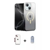 MARSİLYAN™- iPhone 14 Kılıf Eksen Minimal Özel Seri - Siyah Joko Magic 5D Cam + Shine Kamera Lens - KI