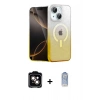 MARSİLYAN™- iPhone 14 Kılıf Eksen Minimal Özel Seri - Siyah Joko Magic 5D Cam + PVD Metal Kamera Lens - TU