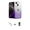 MARSİLYAN™- iPhone 14 Kılıf Eksen Minimal Özel Seri - Siyah Joko Magic 5D Hayalet Cam + Diamond Kamera Lens - SABE