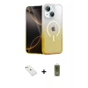 MARSİLYAN™- iPhone 14 Kılıf Eksen Minimal Özel Seri - Siyah Joko Magic 5D Hayalet Cam + Diamond Kamera Lens - SABE