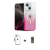 MARSİLYAN™- iPhone 14 Kılıf Eksen Minimal Özel Seri - Siyah Joko Magic 5D Hayalet Cam + Gümüş Shine Kamera Lens