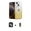 MARSİLYAN™- iPhone 14 Kılıf Eksen Minimal Özel Seri - Siyah Joko Magic 5D Hayalet Cam + PVD Metal Kamera Lens - SH
