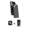 MARSİLYAN™- iPhone 14 Kılıf İz Işık Koleksiyonu - Şeffaf 360 Full Body Arka Koruyucu + PVD Metal Kamera Lens - PE