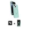 MARSİLYAN™- iPhone 14 Kılıf İz Işık Koleksiyonu - Şeffaf 360 Full Body Arka Koruyucu + PVD Metal Kamera Lens - PE