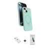 MARSİLYAN™- iPhone 14 Kılıf İz Işık Koleksiyonu - Şeffaf Pasifik Cam Ekran Koruyucu + Diamond Kamera Lens - SABE